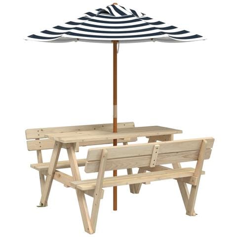 Tavolo da Picnic per 4 Bambini con Ombrellone Legno di Abete - Foto 1