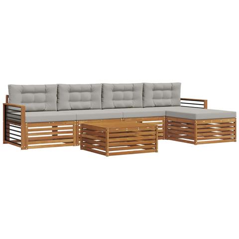 Set di divani da esterno 6 pcs Grigio Naturale e Chiaro - Foto 1