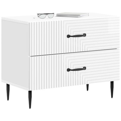Armadio da Notte con cassetto Bianco Lucido 62 x 34,5 x 47,5 cm - Foto 2