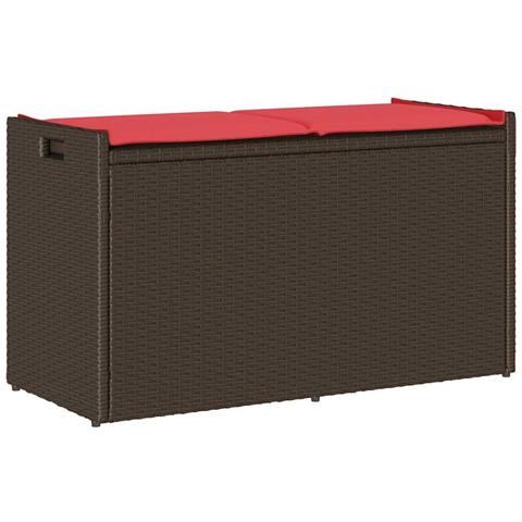 Cassapanca da Esterno con Cuscino Marrone 100 cm in Polyrattan - Foto 1