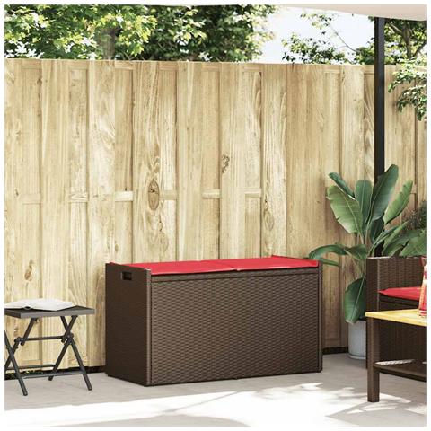 Cassapanca da Esterno con Cuscino Marrone 100 cm in Polyrattan - Foto 2