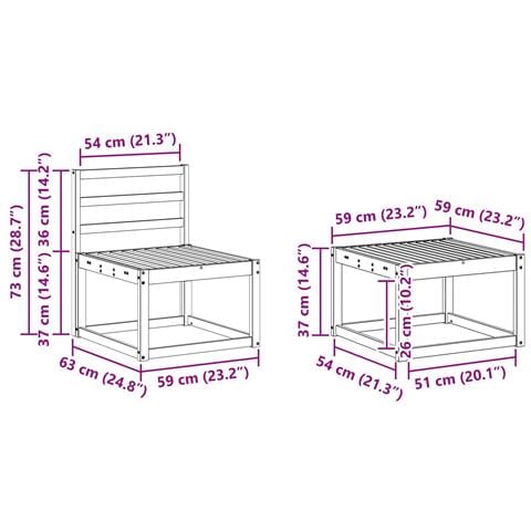 Set di divani da esterno 5 pcs Bianco 59 x 59 x 37 cm - Foto 8