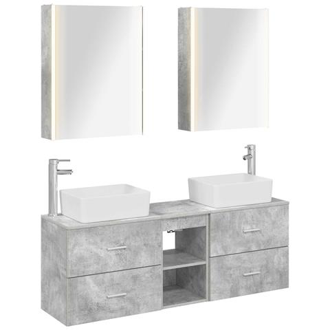 Set di mobili per il bagno 5 pcs Grigio Cemento - Foto 1