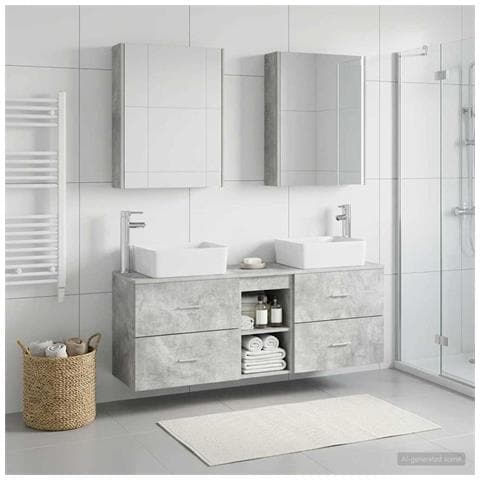 Set di mobili per il bagno 5 pcs Grigio Cemento - Foto 2