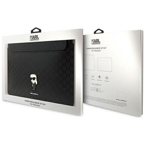 Karl Lagerfeld Saffiano Monogram Iconic Custodia Per Laptop 14 - Nera - Foto 4