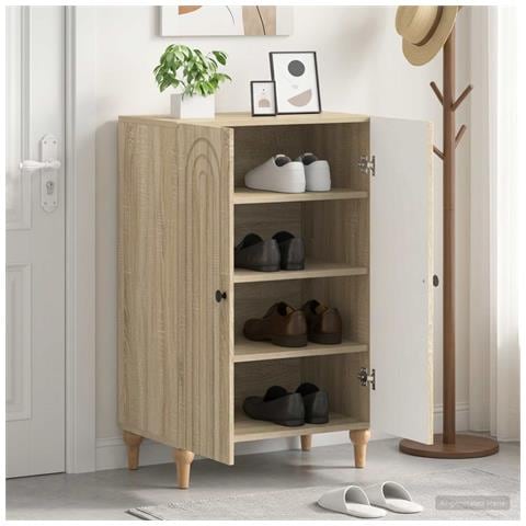 Mobile per scarpe ALKMAAR 59,5 x 39,5 x 90 cm Rovere Sonoma - Foto 2
