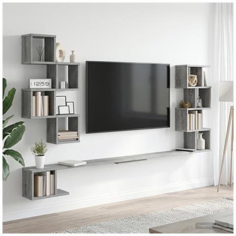 Mensola per TV da muro Sonoma grigio 180 x 15 x 94 cm - Foto 2