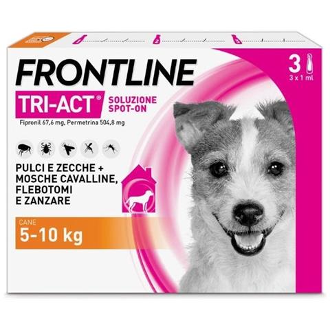 Tri Act X3 Pipette, Antiparassitario per Cani e Cuccioli (Taglia S 5 10 kg) Contro Pulci, Zecche, Zanzare, Pappataci e Leishmaniosi - Foto 1