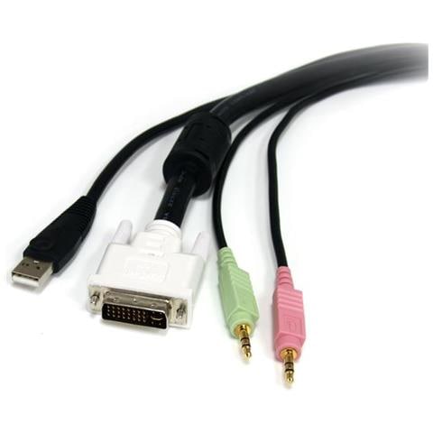 Cavo KVM DVI USB 4 in 1 da 1,8 m con audio e microfono - Foto 2