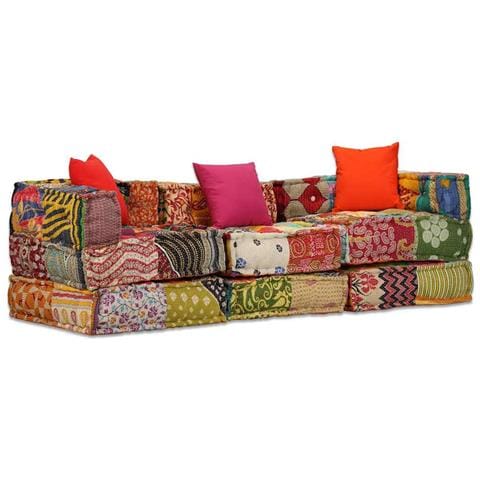 Divano Letto Modulare A 3 Posti In Tessuto Patchwork - Foto 1