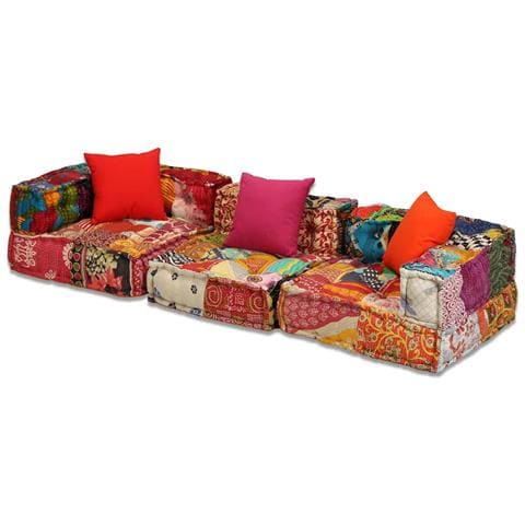 Divano Letto Modulare A 3 Posti In Tessuto Patchwork - Foto 2