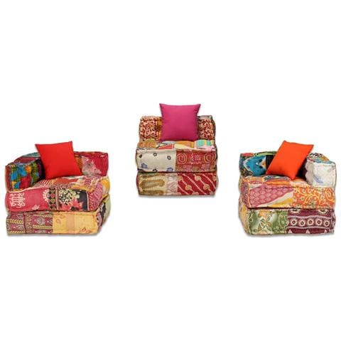 Divano Letto Modulare A 3 Posti In Tessuto Patchwork - Foto 10