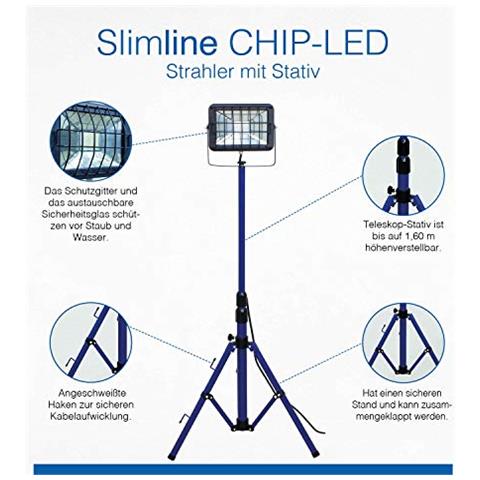 Schwabe Chip del LED Faretto 30 treppiede W su, IP 65 Faretto per esterno e cantieri, Blu un plus, 1 Pezzi, 46403 Ace - Foto 3