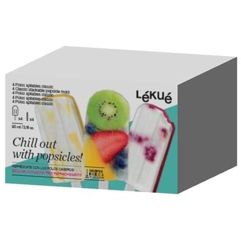 Confezione 4 Stampi Ghiacciolo Impilabili Classic Colori Assortiti, Verde, rosso, arancione, giallo - Foto 1