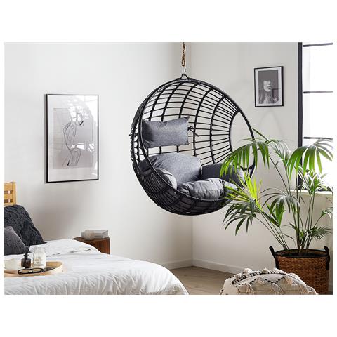 Sedia Sospesa In Rattan Nero Aspio - Foto 12