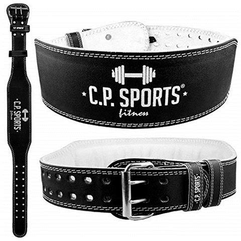 Cintura Da Allenamento In Pelle Per Pesista, Unisex, Trainingsgürtel Gewichtheber Leder, Nero / bianco All'interno, L - Foto 1