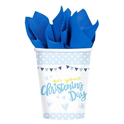9901953 266 ml On Your Christtening Day Blu Bicchieri Di Carta - Foto 1