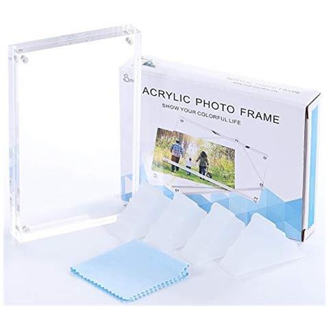 Acrilico Photo Frame 9 X 13 Cm (35 X 5 Pollici) Double Sided Cornice Con Magnetico Clear Senza Telaio Desktop Photo Block - Foto 2