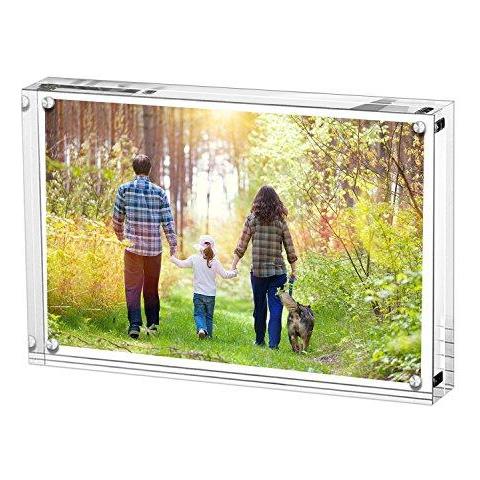 Acrilico Photo Frame 9 X 13 Cm (35 X 5 Pollici) Double Sided Cornice Con Magnetico Clear Senza Telaio Desktop Photo Block - Foto 1