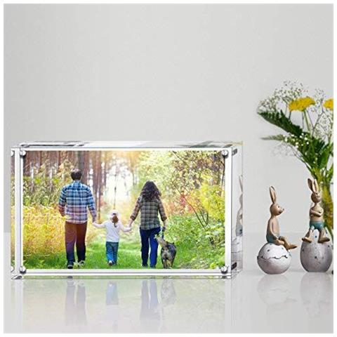Acrilico Photo Frame 9 X 13 Cm (35 X 5 Pollici) Double Sided Cornice Con Magnetico Clear Senza Telaio Desktop Photo Block - Foto 4