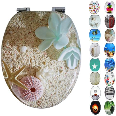 Sedile Wc Copri Vater Universale Frizionato Fantasia In Mdf Chiusura Rallentata *** Fantasia : Sea Sand - Foto 2