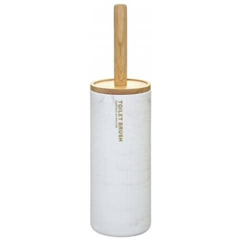 Portascopino In Palstica E Bamboo Bianco Diametro 10,5x H38 Cm - Foto 1