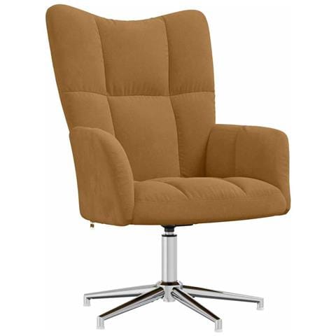 Poltrona Relax Con Poggiapiedi Marrone In Velluto - Foto 2