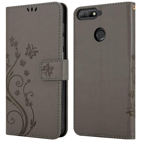 Cadorabo Custodia Compatibile Con Huawei Y6 Prime 2018/honor 7a In Grigio Fiore - Coperchio Protettivo In Design Floreale Con Chiusura Magnetica, Funzione Stand E Slot Per Carte - Foto 8