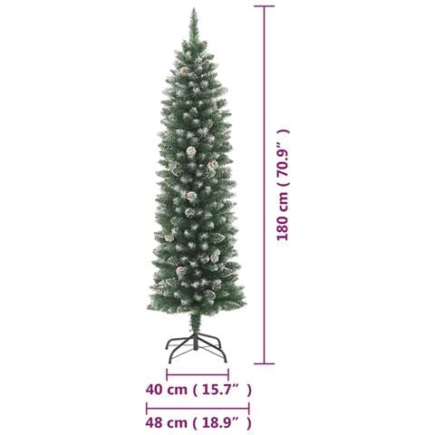 Albero Di Natale Artificiale Sottile Con Base 180 Cm Pvc - Foto 9