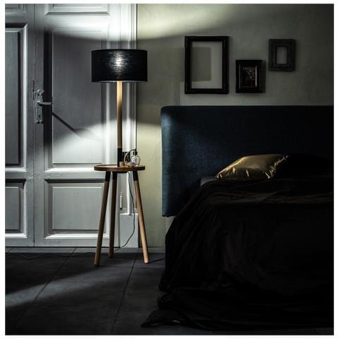 Lampada Da Terra Acrux - Arredo Design Illuminazione - Per Interni, Salotto, Soggiorno, Camera, Ufficio - Piantana, Pavimento - Nero In Legno, Tessuto - 40 X 40 X 135 Cm - Foto 6