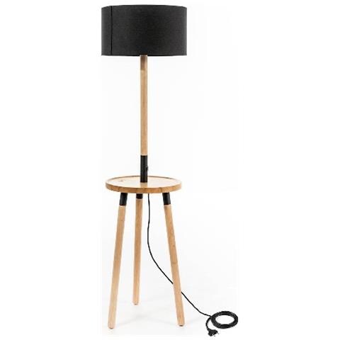 Lampada Da Terra Acrux - Arredo Design Illuminazione - Per Interni, Salotto, Soggiorno, Camera, Ufficio - Piantana, Pavimento - Nero In Legno, Tessuto - 40 X 40 X 135 Cm - Foto 1