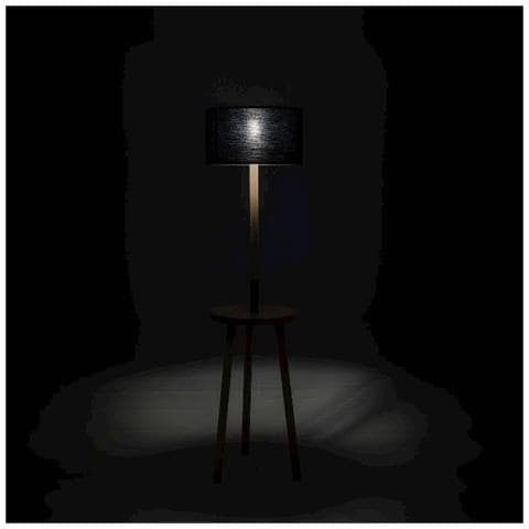 Lampada Da Terra Acrux - Arredo Design Illuminazione - Per Interni, Salotto, Soggiorno, Camera, Ufficio - Piantana, Pavimento - Nero In Legno, Tessuto - 40 X 40 X 135 Cm - Foto 2
