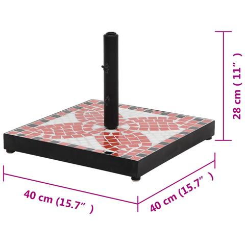 Base per Ombrellone Terracotta e Bianco Quadrata 12 kg - Foto 2