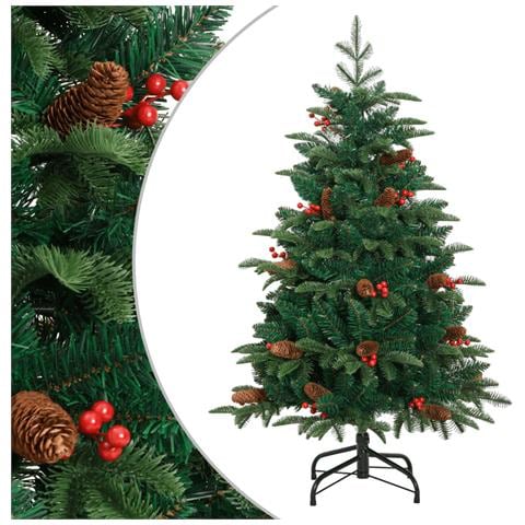Albero Natale Artificiale Incernierato Con Pigne E Bacche 120cm - Foto 2
