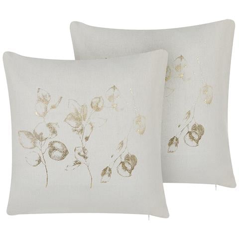 Set Di 2 Cuscini Gomphrena 45 X 45 Cm Beige Chiaro Trama Di Piante - Foto 2