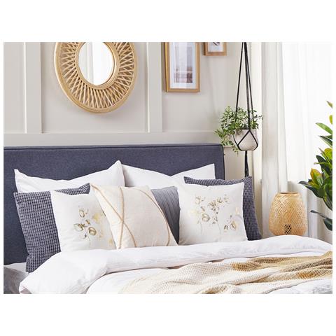 Set Di 2 Cuscini Gomphrena 45 X 45 Cm Beige Chiaro Trama Di Piante - Foto 1