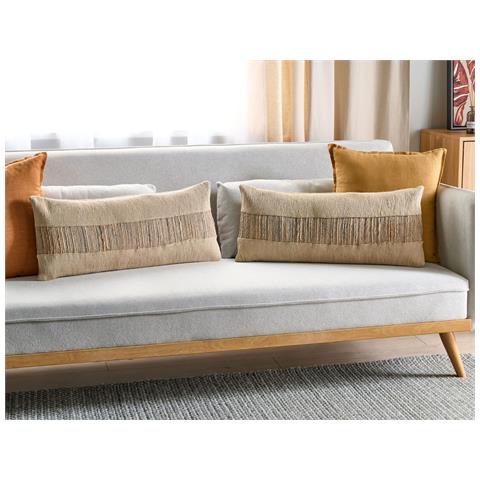 Set Di 2 Cuscini Luina Iuta 30 X 70 Cm Beige Tinta Unita - Foto 1