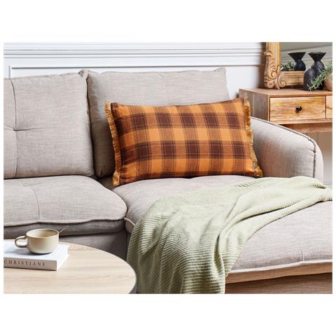 Cuscino Decorativo Barja 40 X 70 Cm Trama Gingham Arancione - Foto 1