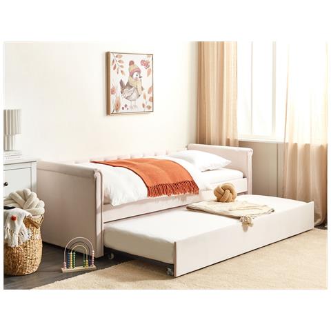 Letto Velluto Rosa 80 X 200 Cm Libourne - Foto 1