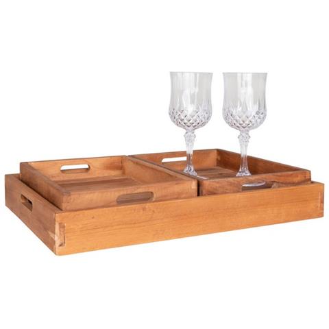 Vassoio Faro - Marrone - Legno - 26-39x18-29x5 Cm - Foto 1