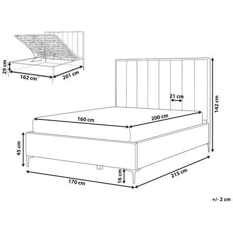 Letto Matrimoniale Con Contenitore Velluto Tortora 160 X 200 Cm Sezanne - Foto 2