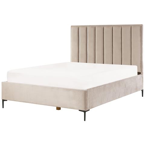 Letto Matrimoniale Con Contenitore Velluto Tortora 160 X 200 Cm Sezanne - Foto 8