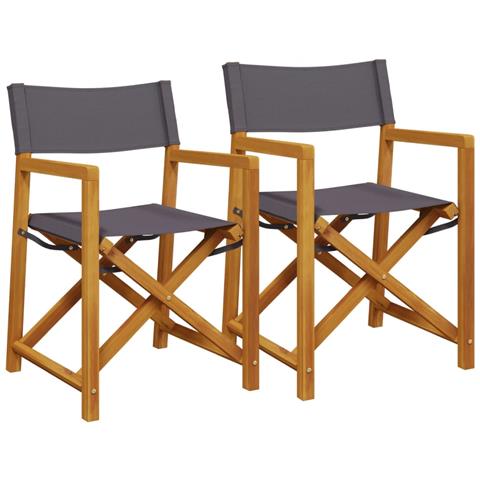 Sedie da Regista Pieghevoli 2 pz Grigio Scuro in Tessuto - Foto 2