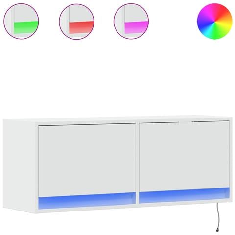 Mobile Tv A Parete Con Luci Led Bianco 100x31x35 Cm - Foto 2