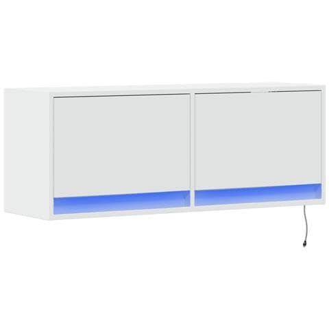 Mobile Tv A Parete Con Luci Led Bianco 100x31x35 Cm - Foto 3
