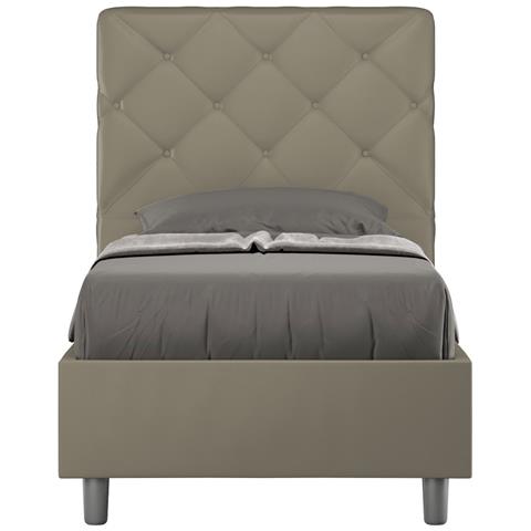 Letto Contenitore Imbottito 80x190 Similpelle Cappuccino Priya - Foto 1