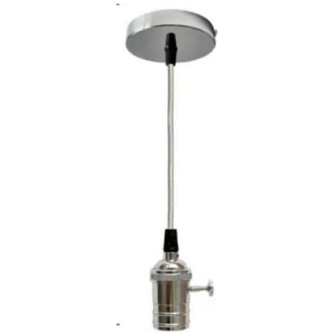 Portalampada Lampadario Sospensione Soffitto Pendente Vintage 2mt Cromo Grigio - Foto 1