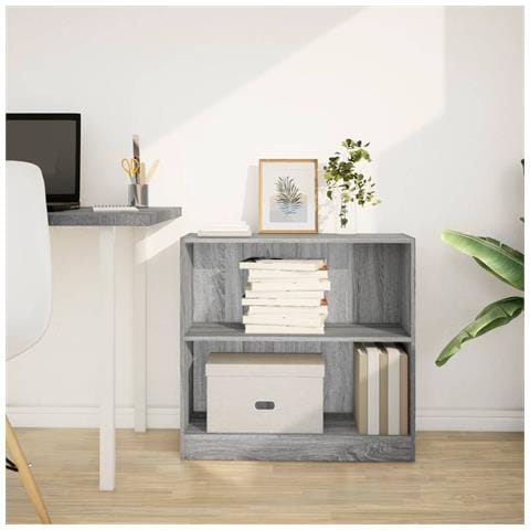 Libreria Grigio Sonoma 80x24x76 Cm In Legno Multistrato - Foto 3