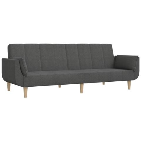 Divano Letto A 2 Posti Con 2 Cuscini Grigio Scuro In Tessuto - Foto 1