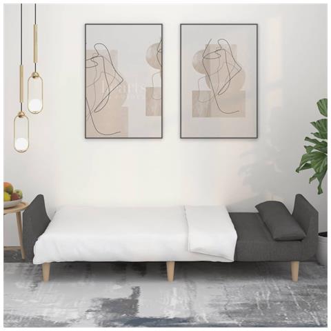 Divano Letto A 2 Posti Con 2 Cuscini Grigio Scuro In Tessuto - Foto 2